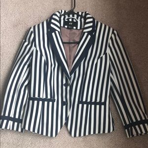 Nautical look blazer blue and white striped
